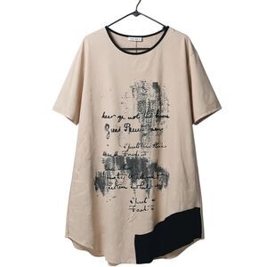 Vanessa Womens Art Inspired Black and Beige Tunic Dress Boho Size 10